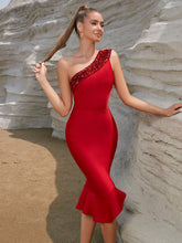 ADYCE Women's One Shoulder Sequined Bodycon Bandage Dress For Evening Party Or Prom